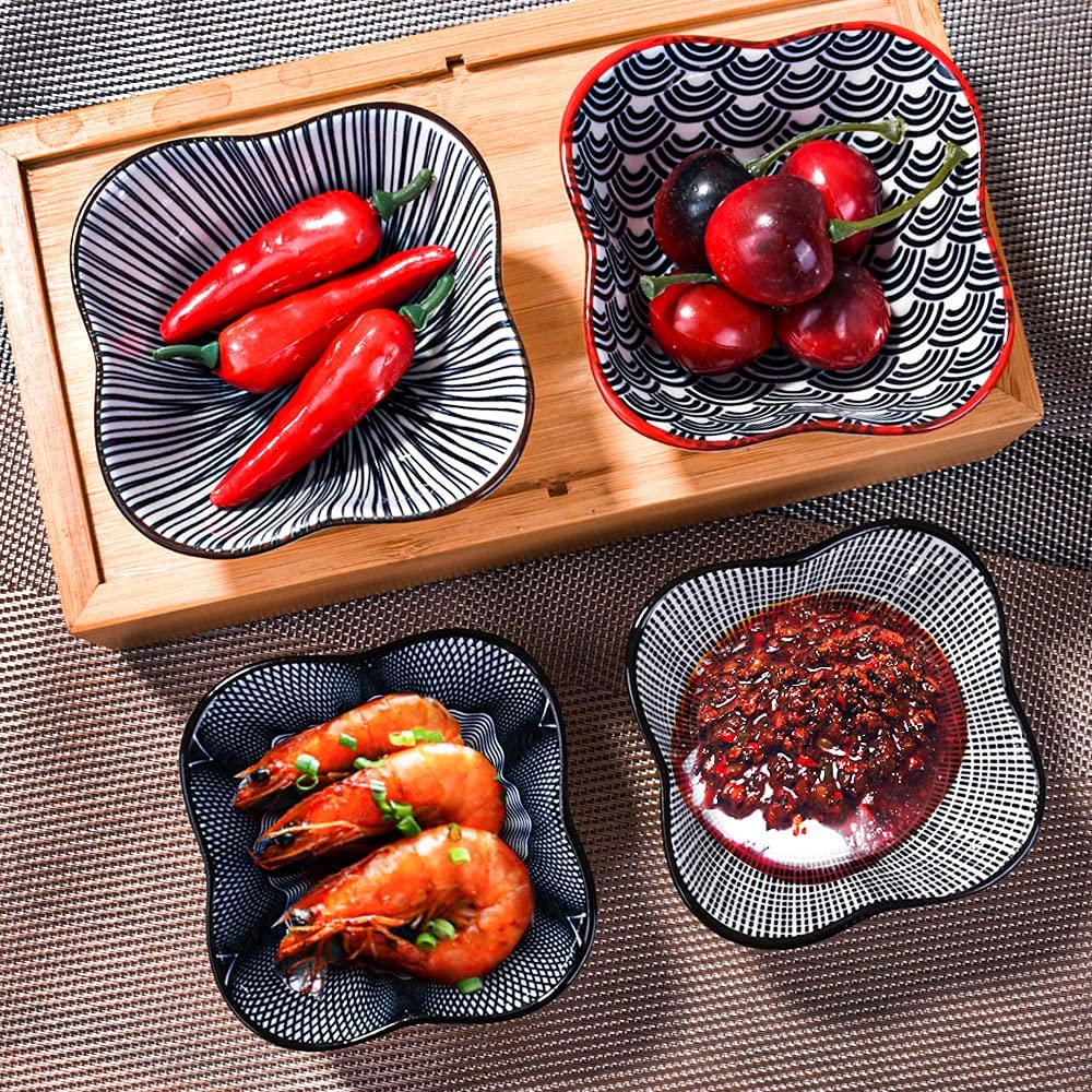 Whitenesser Dipping Bowls Set Of 4, Japanese Porcelain Soy Sauce Dish Bowl Seasoning Dishes Soy Dipping Sauce Dishes (Hx)